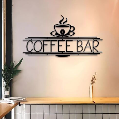 Black Metal Coffee Bar Sign for Wall Coffee Signs for Cafe Station Cafe Wall Decor Kitchen Accessories Black Cup Letter Sign for Home Kitchen Cafe Bar Office (Elegant) in Saudi Arabia