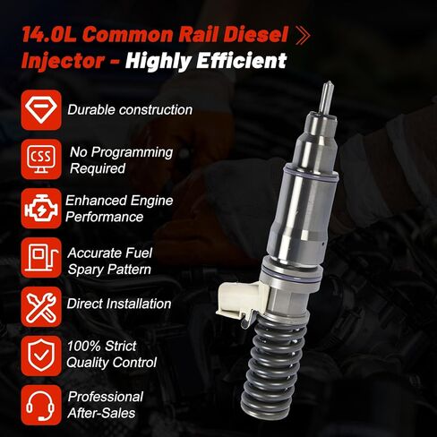 6PCS FE4E00001 RFE4E00001 EFE4E00001 EX631018 Electronic Fuel Injector for Detroit Series 60 14.0L DDEC VI E3 Engine 2007-2010 Medium Heavy Duty in Saudi Arabia