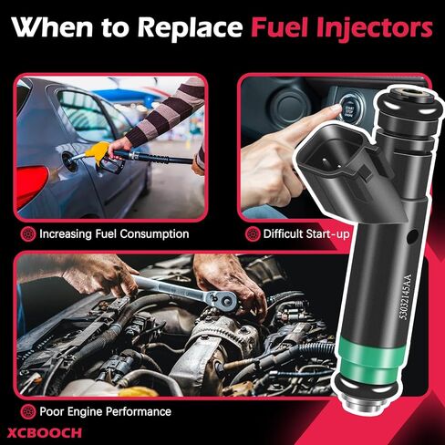 Fuel Injectors Set of 8 Compatible with Dodge for Dakota Durango 2001-2003, for Ram 1500 2002-2003, for Jeep for Grand Cherokee 2001-2002, Replace 53032145AA FJ475 812-12144 in Kuwait