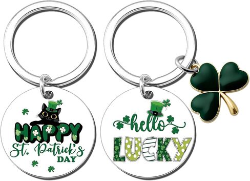 St Patricks Day Green Themed Gifts For Women Men Shamrock Decorations Charm Hello Lucky Keychain Funny St Patricks Gifts For Teens Adult Cute Keyring Jewelry For St Patrick's Day in Kuwait
