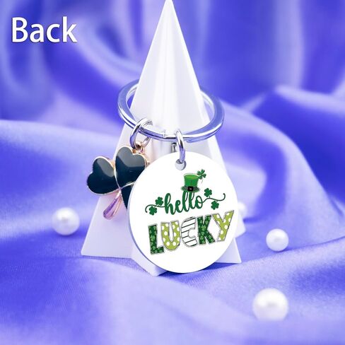 St Patricks Day Green Themed Gifts For Women Men Shamrock Decorations Charm Hello Lucky Keychain Funny St Patricks Gifts For Teens Adult Cute Keyring Jewelry For St Patrick's Day in Kuwait