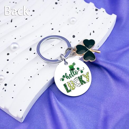 St Patricks Day Green Themed Gifts For Women Men Shamrock Decorations Charm Hello Lucky Keychain Funny St Patricks Gifts For Teens Adult Cute Keyring Jewelry For St Patrick's Day in Kuwait