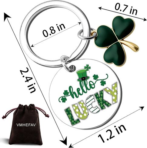 St Patricks Day Green Themed Gifts For Women Men Shamrock Decorations Charm Hello Lucky Keychain Funny St Patricks Gifts For Teens Adult Cute Keyring Jewelry For St Patrick's Day in Kuwait