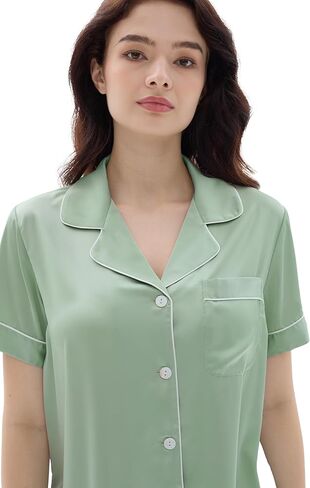 Joyaria Cooling Pajamas Shorts Set Lightweight Button Down PJs Women Summer Ultra Soft Stretchy Silk Satin Sleepwear in Kuwait