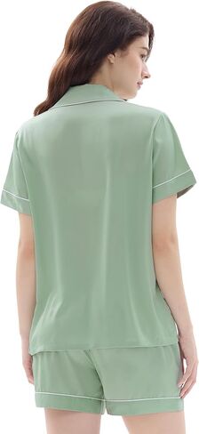 Joyaria Cooling Pajamas Shorts Set Lightweight Button Down PJs Women Summer Ultra Soft Stretchy Silk Satin Sleepwear in Kuwait