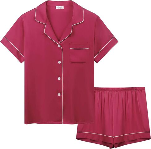 Joyaria Cooling Pajamas Shorts Set Lightweight Button Down PJs Women Summer Ultra Soft Stretchy Silk Satin Sleepwear in Kuwait