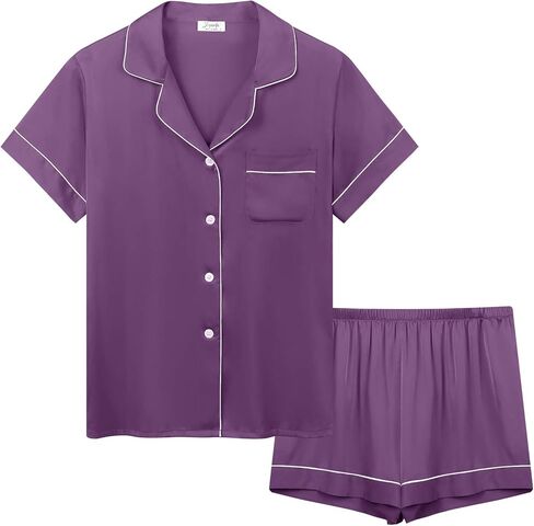 Joyaria Cooling Pajamas Shorts Set Lightweight Button Down PJs Women Summer Ultra Soft Stretchy Silk Satin Sleepwear in Kuwait