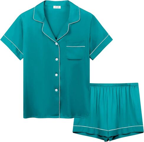 Joyaria Cooling Pajamas Shorts Set Lightweight Button Down PJs Women Summer Ultra Soft Stretchy Silk Satin Sleepwear in Kuwait