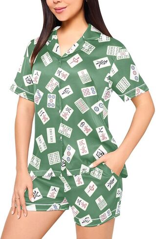 Satin Pajama Set for Women,Flower Pink Summer Womens Pajama Sets Shorts 2 Piece Sleeve Pjs Sets for Women S-XXL in Saudi Arabia