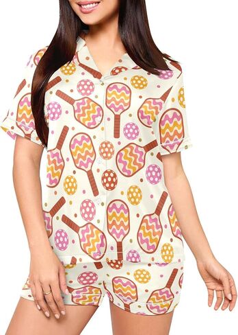 Satin Pajama Set for Women,Flower Pink Summer Womens Pajama Sets Shorts 2 Piece Sleeve Pjs Sets for Women S-XXL in Saudi Arabia