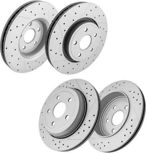 Front and Rear Drilled & Slotted Disc Brake Rotors Set for 2011-2022 Jeep Grand Cherokee, 2011-2023 Dodge Durango in Kuwait
