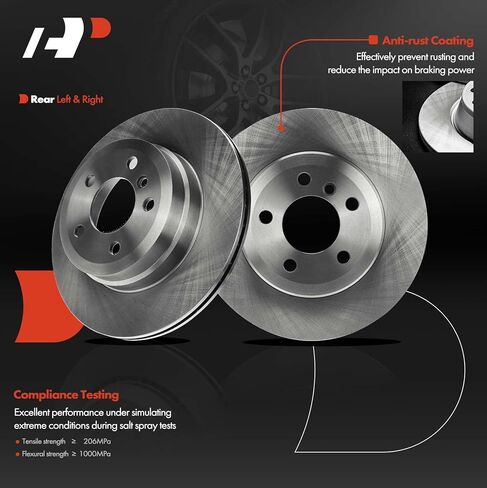 A-Premium 13.58 inch (345mm) Rear Vented Disc Brake Rotors Compatible with Select BMW Models - X5 2007-2018 X6 2009-2019, 2-PC Set in Saudi Arabia