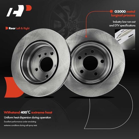 A-Premium 13.58 inch (345mm) Rear Vented Disc Brake Rotors Compatible with Select BMW Models - X5 2007-2018 X6 2009-2019, 2-PC Set in Saudi Arabia