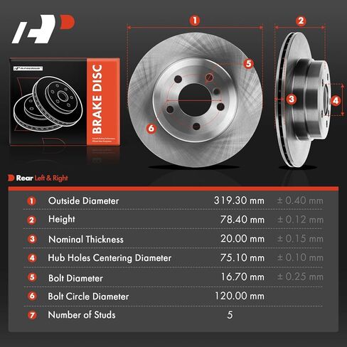 A-Premium 13.58 inch (345mm) Rear Vented Disc Brake Rotors Compatible with Select BMW Models - X5 2007-2018 X6 2009-2019, 2-PC Set in Saudi Arabia