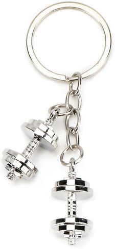 Dumbbell Keychain for Men Fitness Themed Metal Keyring with Dual Weight Charms Dumbbell Keycharms in Saudi Arabia