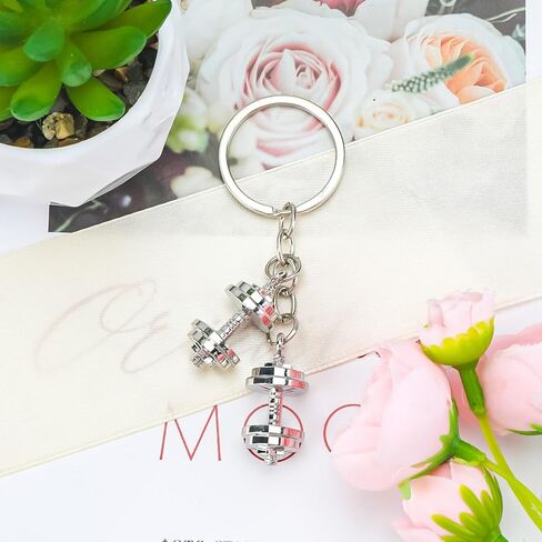 Dumbbell Keychain for Men Fitness Themed Metal Keyring with Dual Weight Charms Dumbbell Keycharms in Saudi Arabia