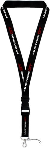 AU-TOMOTIVE GOLD INC. Officially Licensed Lanyard Keychain for Ford Mustang GT (White/Red on Black) in Saudi Arabia