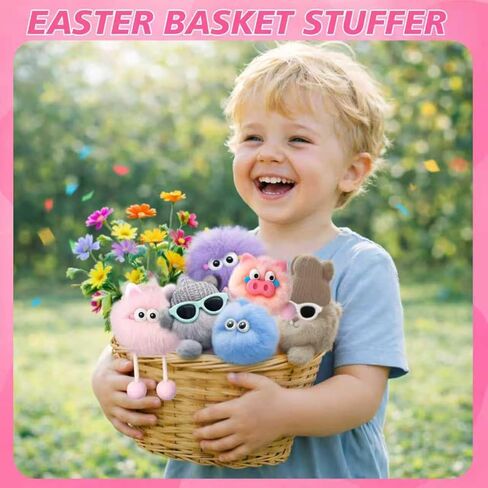24 Pack Premium Plush Keychains with Dangling Legs, High-Density Faux Fur Desk Buddy Bag Charm, Zinc Alloy Keyring, Classroom Prizes Birthday Party Favors Easter Basket Stuffers in Saudi Arabia