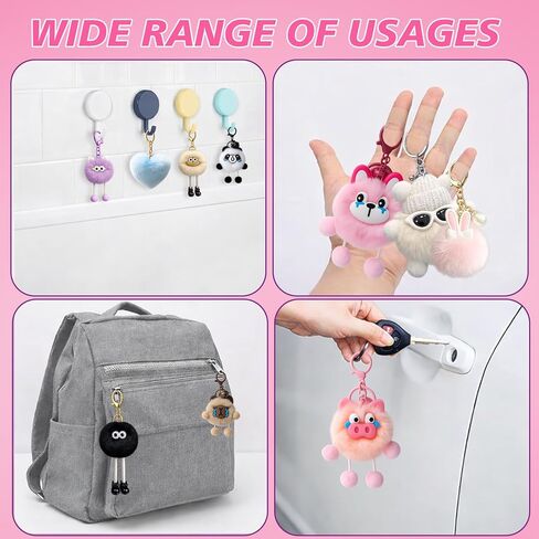 24 Pack Premium Plush Keychains with Dangling Legs, High-Density Faux Fur Desk Buddy Bag Charm, Zinc Alloy Keyring, Classroom Prizes Birthday Party Favors Easter Basket Stuffers in Saudi Arabia