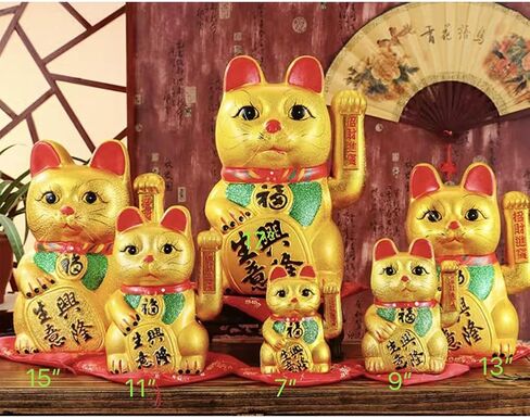 FANCYPUMPKIN 9" Lucky Cat Waving Arm Cat Asian Waving Lucky Cat-A in Saudi Arabia