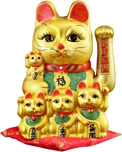 FANCYPUMPKIN 9" Lucky Cat Waving Arm Cat Asian Waving Lucky Cat-A in Saudi Arabia