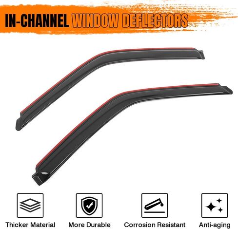 in Channel Window Visor Deflectors, Compatible with 1988-1998 Chevy GMC C/K 1995-1999 Tahoe 2Dr 1992-1999 Yukon 2Door, Acrylic Smoke/Tinted Slim Style Window Rain Guards, 2 Pieces in Saudi Arabia