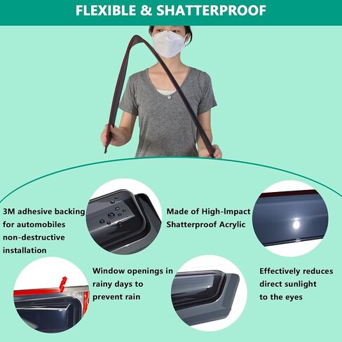 Window Visors Rain Guards Compatible with Tesla Model Y 2020-2025, Side Window Wind Deflectors Vent Shades Out-Channel Accessories, Dark Smoke 4 Pcs, 2021 2022 2023 2024 in Saudi Arabia