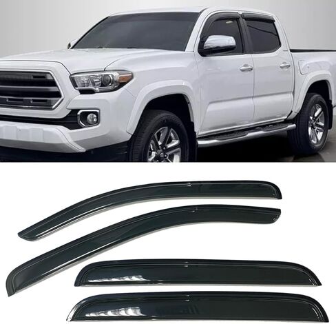 Smoke Tinted Window Visors Sun Rain Vent Guard Shade Deflector Compatible with Toyota Tacoma Double Cab 2016-2023 in Kuwait
