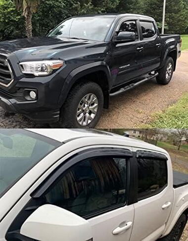 Smoke Tinted Window Visors Sun Rain Vent Guard Shade Deflector Compatible with Toyota Tacoma Double Cab 2016-2023 in Kuwait