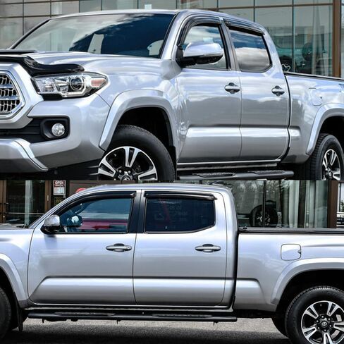Smoke Tinted Window Visors Sun Rain Vent Guard Shade Deflector Compatible with Toyota Tacoma Double Cab 2016-2023 in Kuwait