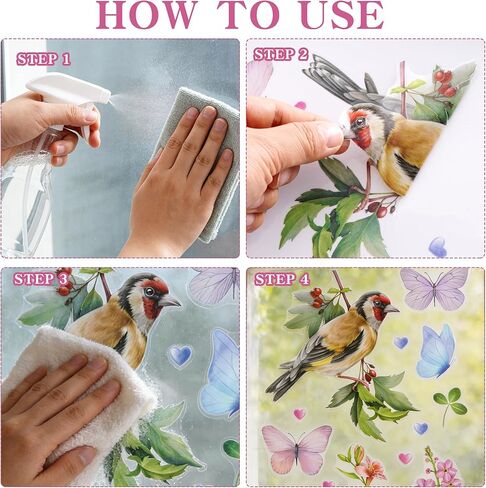 Sucrain Spring Window Cling Sticker,9 Sheets Tulip Butterfly Flower Hummingbirds Window Decal Reusable Double-Sided Window Decor for Home, Office, Glass Display or Classroom in Saudi Arabia