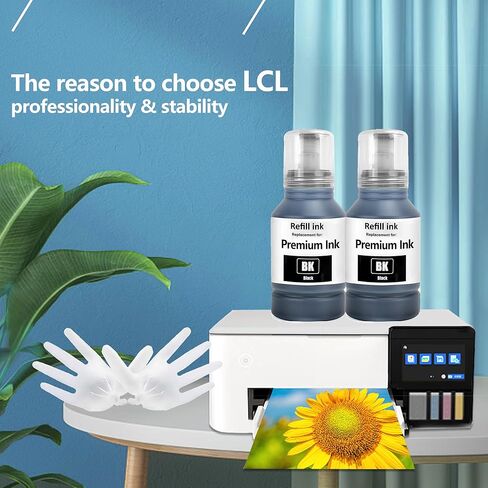 زجاجات إعادة تعبئة الحبر الأسود LCL T542 542 بديلة عالية السعة لطابعة Ecotank ET-5150 ET-5170 ET-5180 ET-5850 ET-5800 ET-5880 ET-16600 ET-16650 ST-C8000 ST-C8090 (عبوتان) in Saudi Arabia