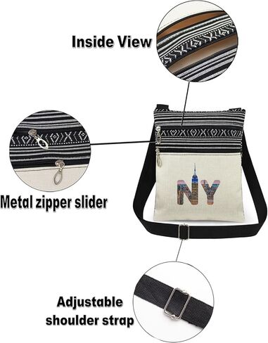 NY Skyline in Letters Print Crossbody Bag Empire State Building Adjustable Strap Messenger Bag for Urban Lifestyle Lovers New York City Themed Gift for Birthday Christmas in Saudi Arabia