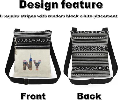 NY Skyline in Letters Print Crossbody Bag Empire State Building Adjustable Strap Messenger Bag for Urban Lifestyle Lovers New York City Themed Gift for Birthday Christmas in Saudi Arabia
