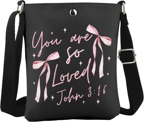 WCGXKO Bible Verse Inspired Crossbody Bag You are so Loved John 3:16 Christian Quote Gift Jesus Gift in Saudi Arabia