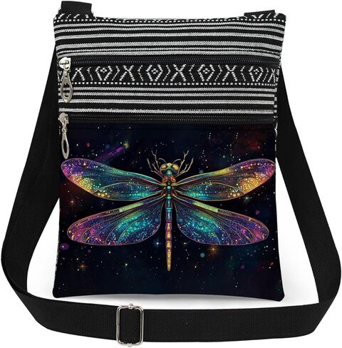 Dragonfly Crossbody Bag Starry Night Sky Dragonfly Messenger Bag Adjustable Strap Purse for Adults Unique Gift for Her Nature Lovers Birthday Present for Friend in Saudi Arabia