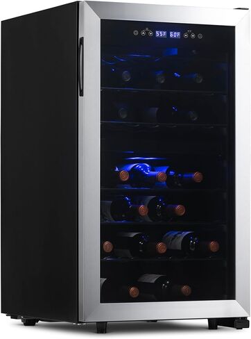 NewAir 24 Bottle Wine French Door Cooler Refrigerator | Freestanding Wine Fridge | Dual Zone, Stainless Steel, Double-Layer Tempered Glass Door, Quiet Compressor | 41F-64F Digital Temperature Control in Kuwait