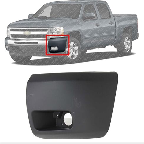 Front Bumper End Cap Primed With Fog Light Hole Left Driver Side Direct Replacement Compatible With 2007-2013 Chevrolet Silverado 1500 GM1004147 15891681 in Saudi Arabia