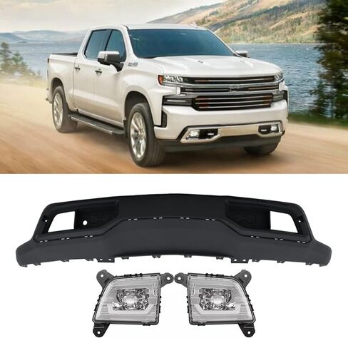 PENSUN Front Bumper Cover Lower Valance W/Fog Lights Fit for 2019 2020 2021 Chevy Silverado 1500 W/Tow Hook Hole With Z71 Package & Without Skid Plate in Kuwait