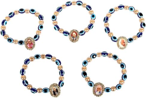 SATVIK 5 Pc Evil Eye Jai Guruji Beads Bracelet Handmade Bracelets Jai Chhatarpur Guruji Blessing Positive Vibes Shukrana Satsang Jai Guru Ji Maharaj Wrist Band Bulk Return Gifts in Saudi Arabia
