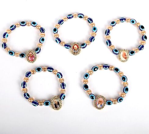 SATVIK 5 Pc Evil Eye Jai Guruji Beads Bracelet Handmade Bracelets Jai Chhatarpur Guruji Blessing Positive Vibes Shukrana Satsang Jai Guru Ji Maharaj Wrist Band Bulk Return Gifts in Saudi Arabia