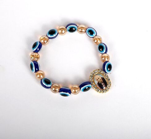 SATVIK 5 Pc Evil Eye Jai Guruji Beads Bracelet Handmade Bracelets Jai Chhatarpur Guruji Blessing Positive Vibes Shukrana Satsang Jai Guru Ji Maharaj Wrist Band Bulk Return Gifts in Saudi Arabia
