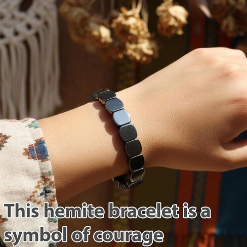سوار الهيماتيت للرجال، سوار الهيماتيت الأسود، أنيق ومتين، قابل للتعديل من أجل الراحة، مجوهرات من الحجر الطبيعي in Kuwait