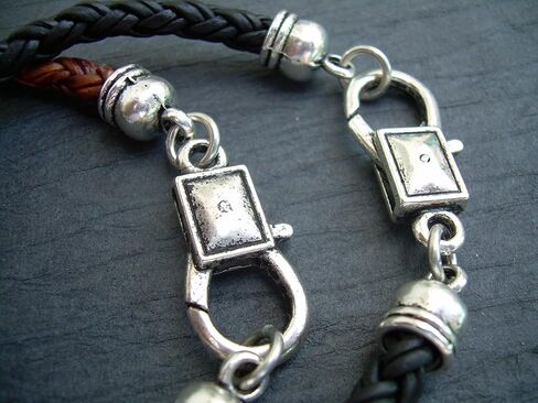 Handmade Black or Brown Leather Bracelet with Cross - Genuine Leather Bracelet for Men and Women - Available sizes: 6,6.5,7,7.5,8,8.5 inch or Custom in Saudi Arabia