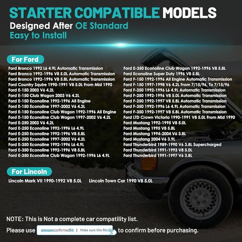 محرك بدء تشغيل 3268N مناسب لسيارات Ford F150 F250 F350 Bronco، وLincoln Mark VII، وMercury Cougar 3.8L 4.2L 4.9L 5L 5.8L مشغلات استبدال السيارات #3205، 3268، 3C24-11000-AA in Saudi Arabia