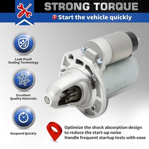 19185 Starter Motor Compatible with 300 Challenger Charger Durango 2011-2016, Compatible with Grand Cherokee 2013-2015 3.6L v6 428000-7210 04801852AB RL801852AB in Kuwait