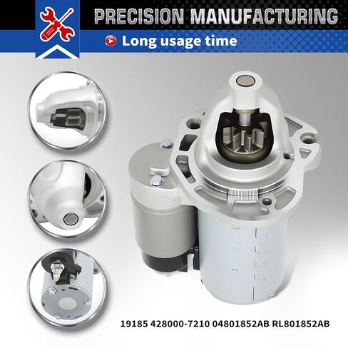 19185 Starter Motor Compatible with 300 Challenger Charger Durango 2011-2016, Compatible with Grand Cherokee 2013-2015 3.6L v6 428000-7210 04801852AB RL801852AB in Kuwait