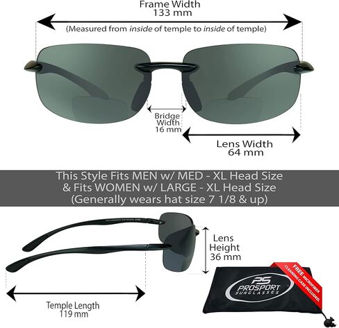 proSPORT BIFOCAL Wrap Around Sport Sunglasses +2.25 Smoke Lens Black Frame Mens Womens in Saudi Arabia