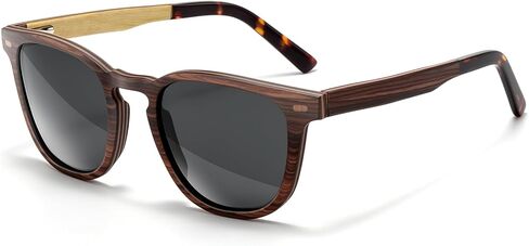 SUNGAIT Vintage Wood Sunglasses for Men Square Polarized UV400 Walnut Ebony Rose Wood in Saudi Arabia