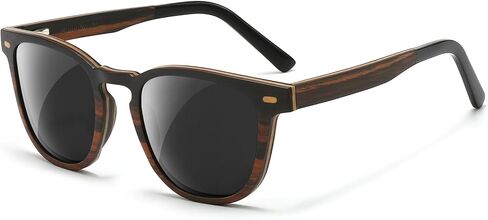 SUNGAIT Vintage Wood Sunglasses for Men Square Polarized UV400 Walnut Ebony Rose Wood in Kuwait
